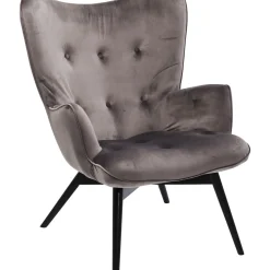 Fauteuil Black Vicky Velours Gris