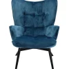 Fauteuil Black Vicky Velours Petrole