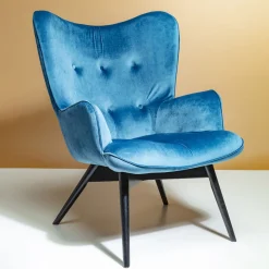 Fauteuil Black Vicky Velours Petrole