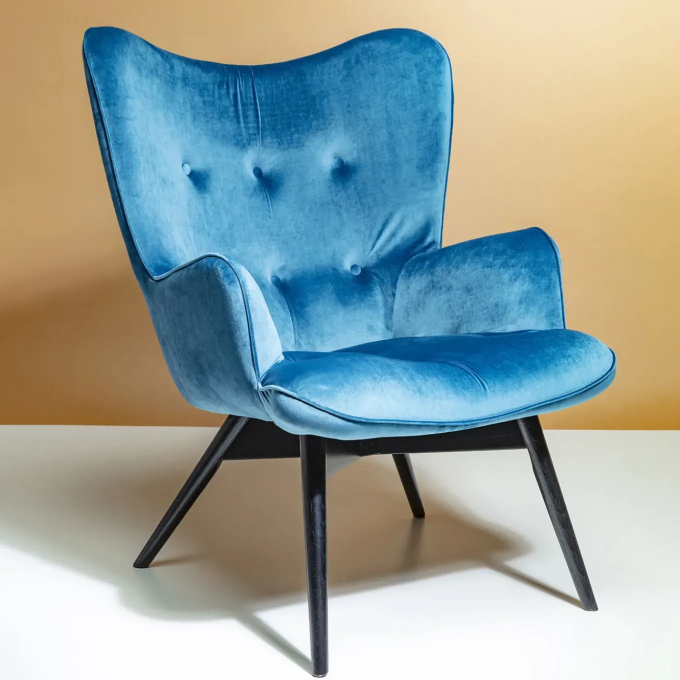 Fauteuil Black Vicky Velours Petrole