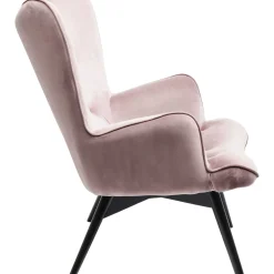 Fauteuil Black Vicky Velours Rose