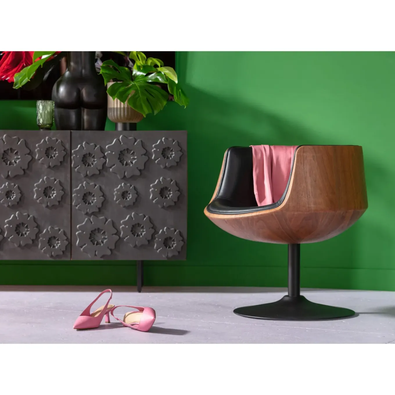 Fauteuil Pivotant Club Noyer