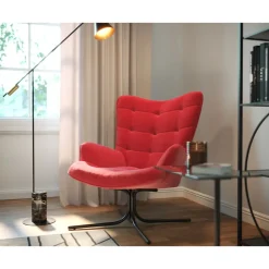 Fauteuil Pivotant Oscar Velours Rouge
