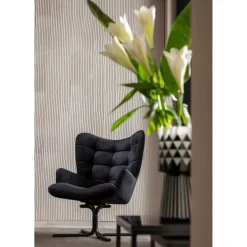 Fauteuil Pivotant Oscar Velours Noir