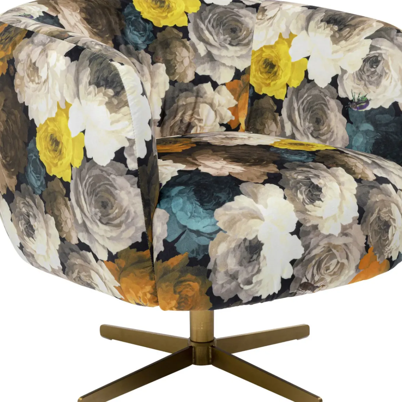 Fauteuil Pivotant Peony Flower Jaune