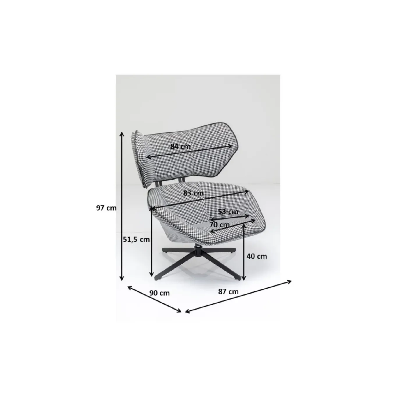Fauteuil Pivotant Toledo Noir-Blanc