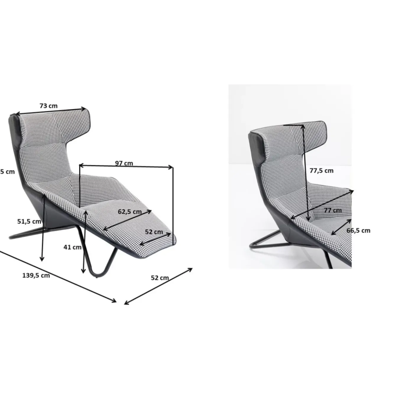 Fauteuil Relax Granada Noir-Blanc