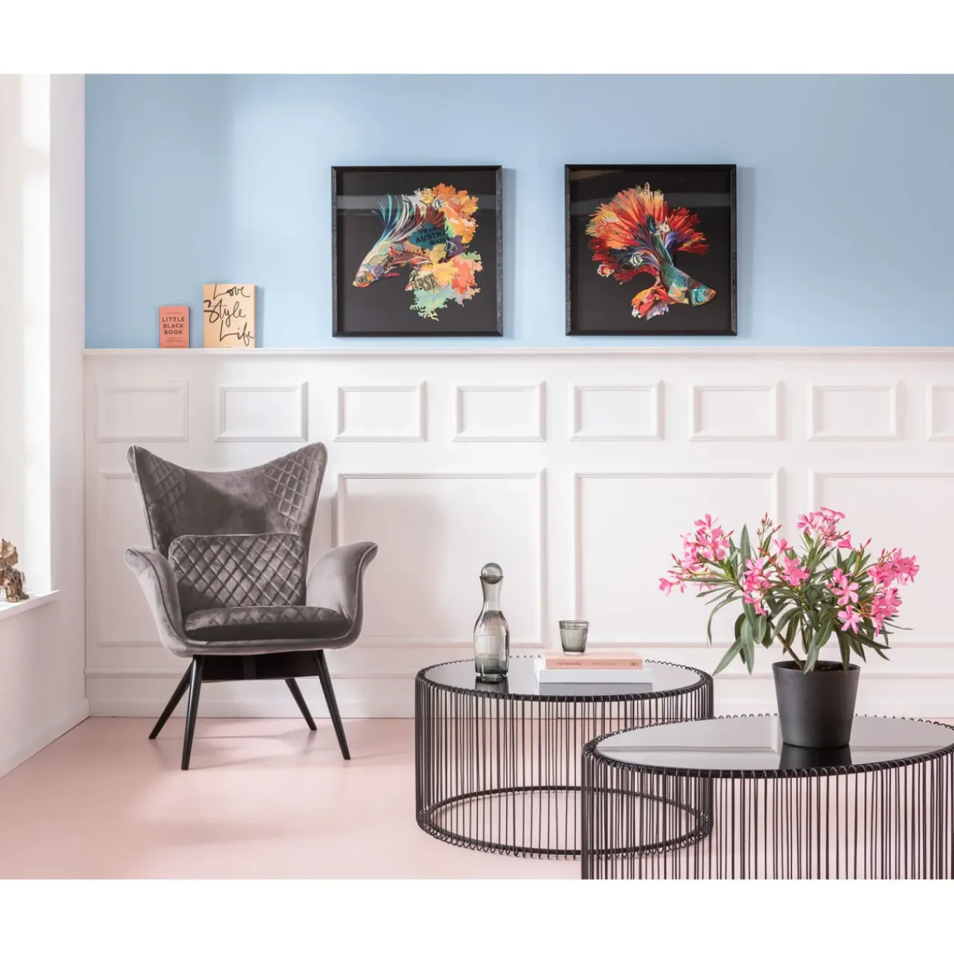 Fauteuil Tudor Velvet Gris-Argente