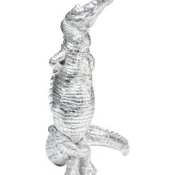 Figurine Déco Alligator Argente 39Cm