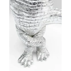 Figurine Déco Alligator Argente 39Cm