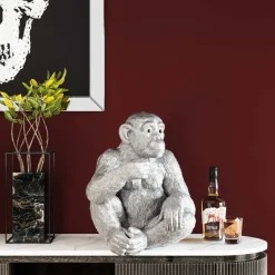 Figurine Décorative Baby Ape Argente 53Cm