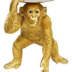 Figurine Décorative Butler Playing Chimp Dore 52Cm
