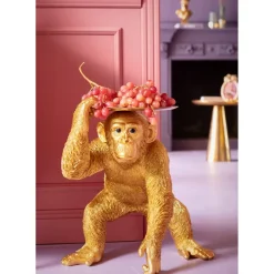Figurine Décorative Butler Playing Chimp Dore 52Cm