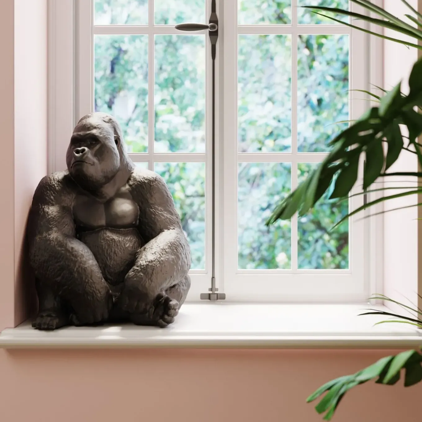 Figurine Décorative Monkey Gorilla Side Noir76Cm