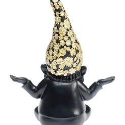 Figurine Décorative Nain Meditation Noir-Dore 19Cm