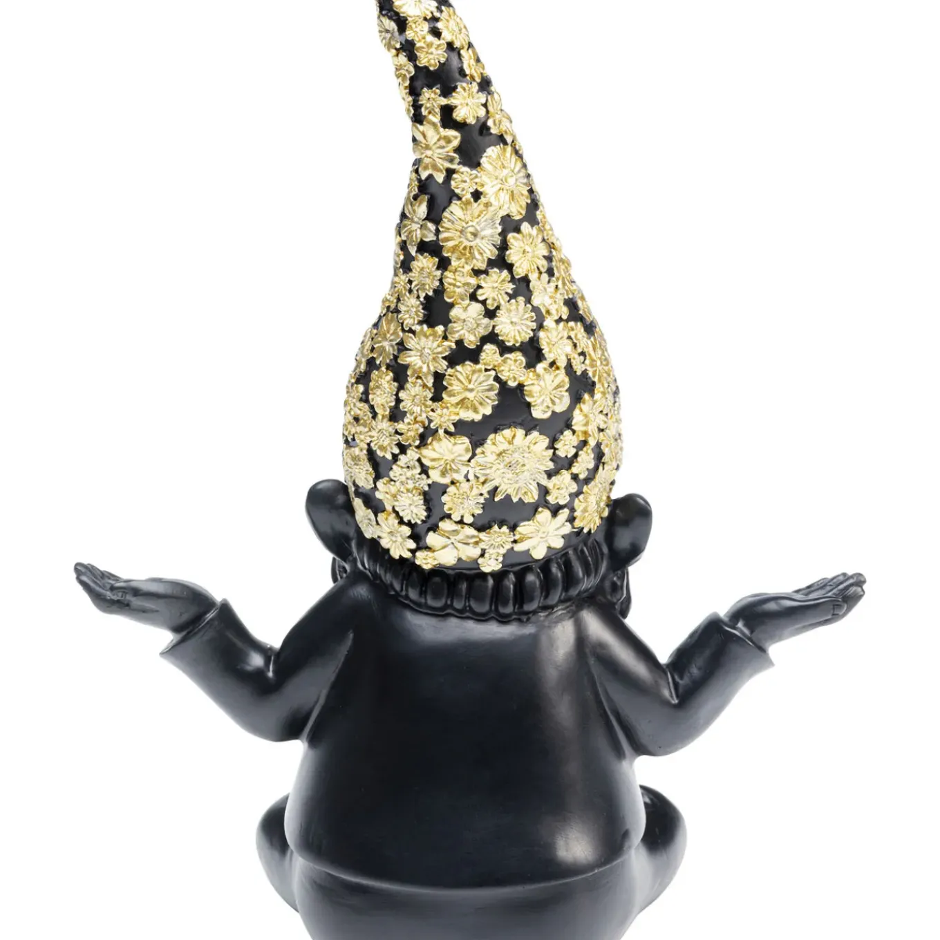 Figurine Décorative Nain Meditation Noir-Dore 19Cm