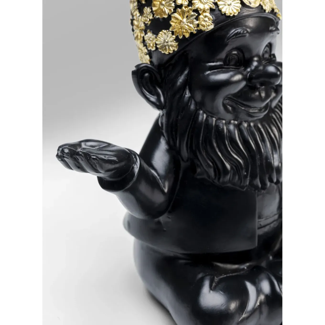 Figurine Décorative Nain Meditation Noir-Dore 19Cm