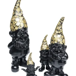 Figurine Décorative Nain Standing Noir-Dore 60