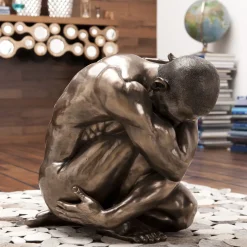 Figurine Décorative Nude Man Hug Bronze 54Cm