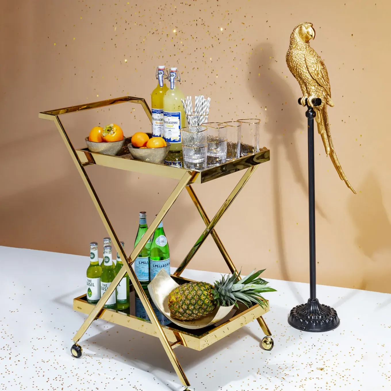 Figurine Décorative Parrot Dore 116Cm