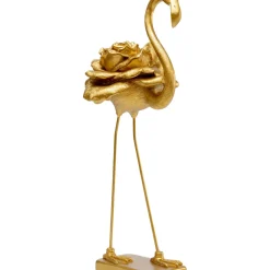 Figurine Décorative Rose Flamingo Dore 63Cm