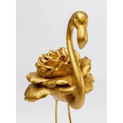 Figurine Décorative Rose Flamingo Dore 63Cm