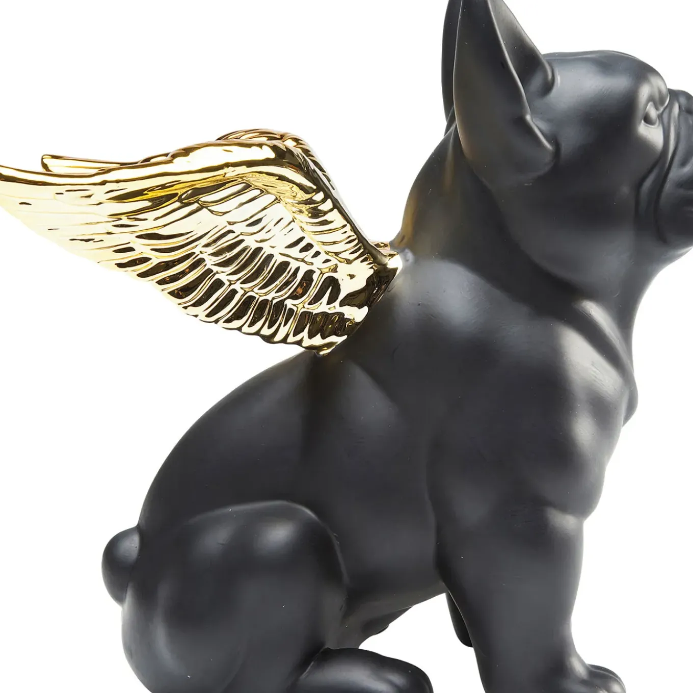 Figurine Décorative Sitting Angel Dog Dore-Noir