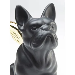Figurine Décorative Sitting Angel Dog Dore-Noir