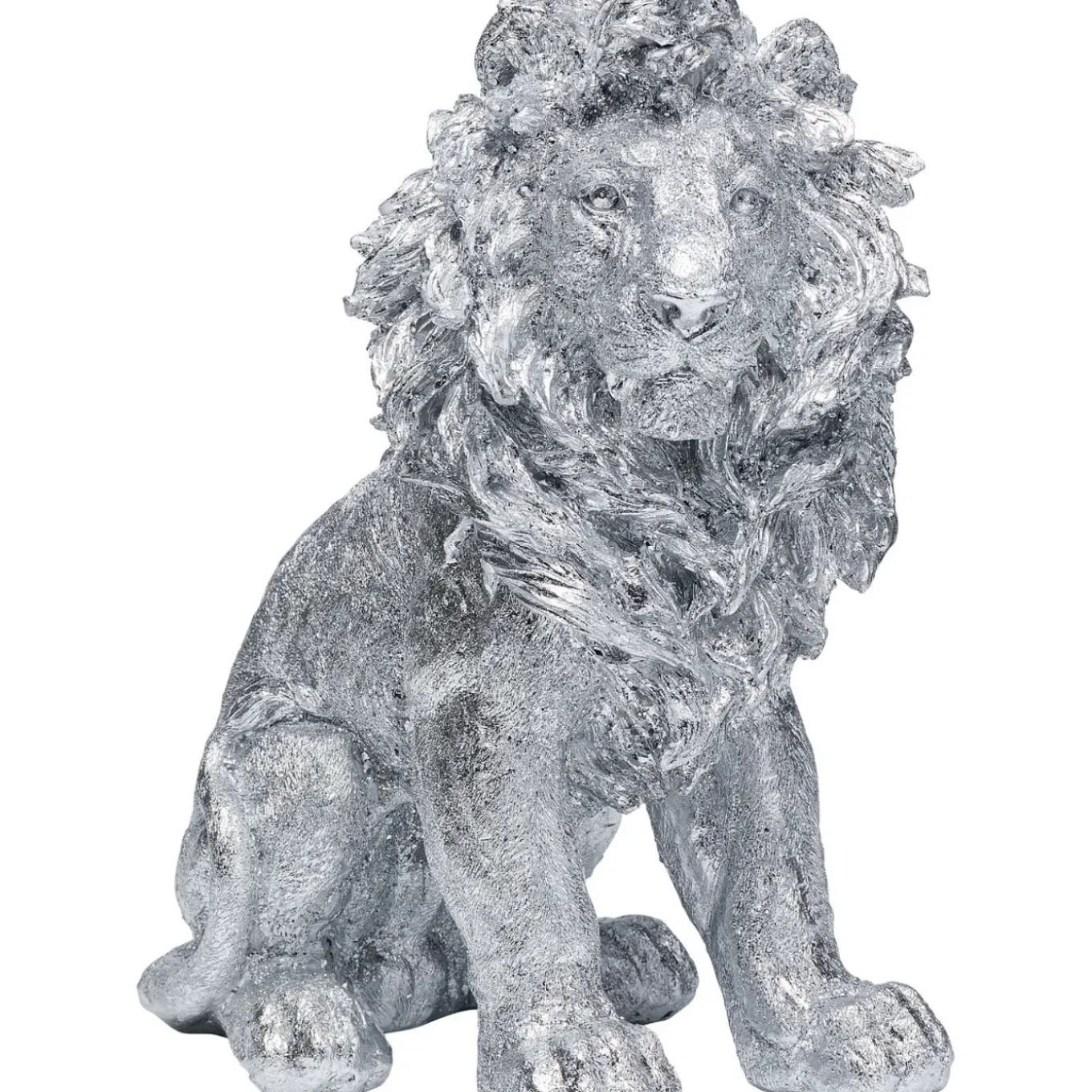 Figurine Décorative Sitting Lion Argente 42Cm