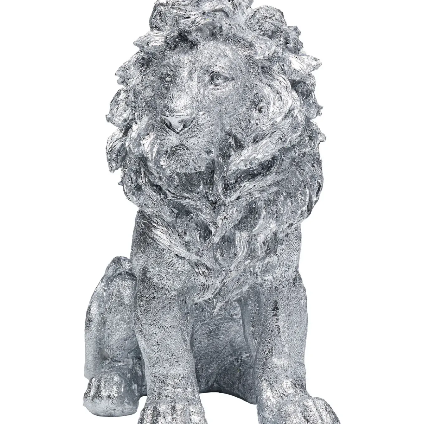 Figurine Décorative Sitting Lion Argente 42Cm