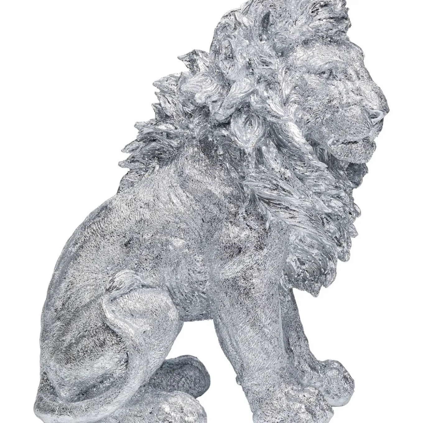 Figurine Décorative Sitting Lion Argente 42Cm