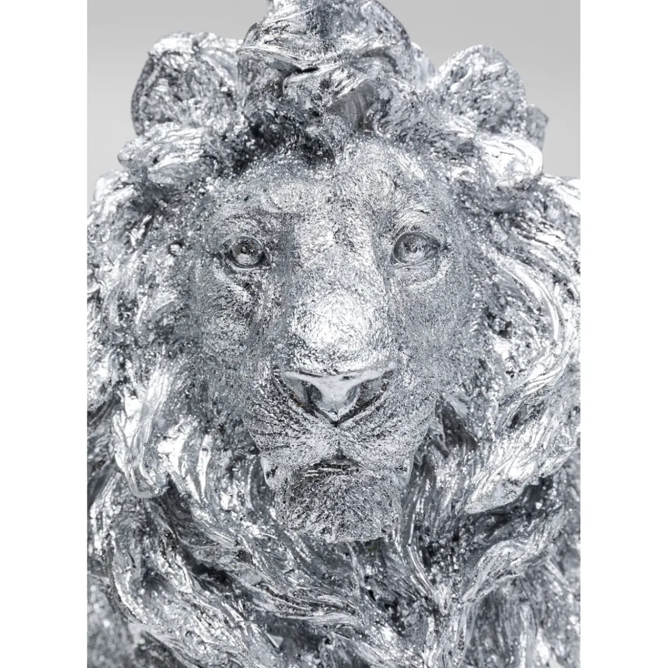 Figurine Décorative Sitting Lion Argente 42Cm