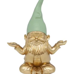 Figurine Décorative Zwerg Meditation Dore Vert 19C