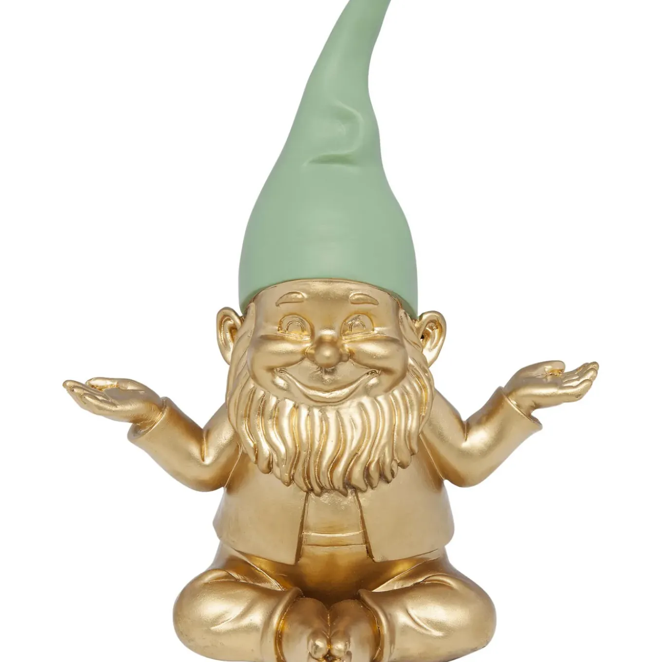 Figurine Décorative Zwerg Meditation Dore Vert 19C