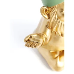 Figurine Décorative Zwerg Meditation Dore Vert 19C
