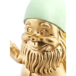Figurine Décorative Zwerg Meditation Dore Vert 19C