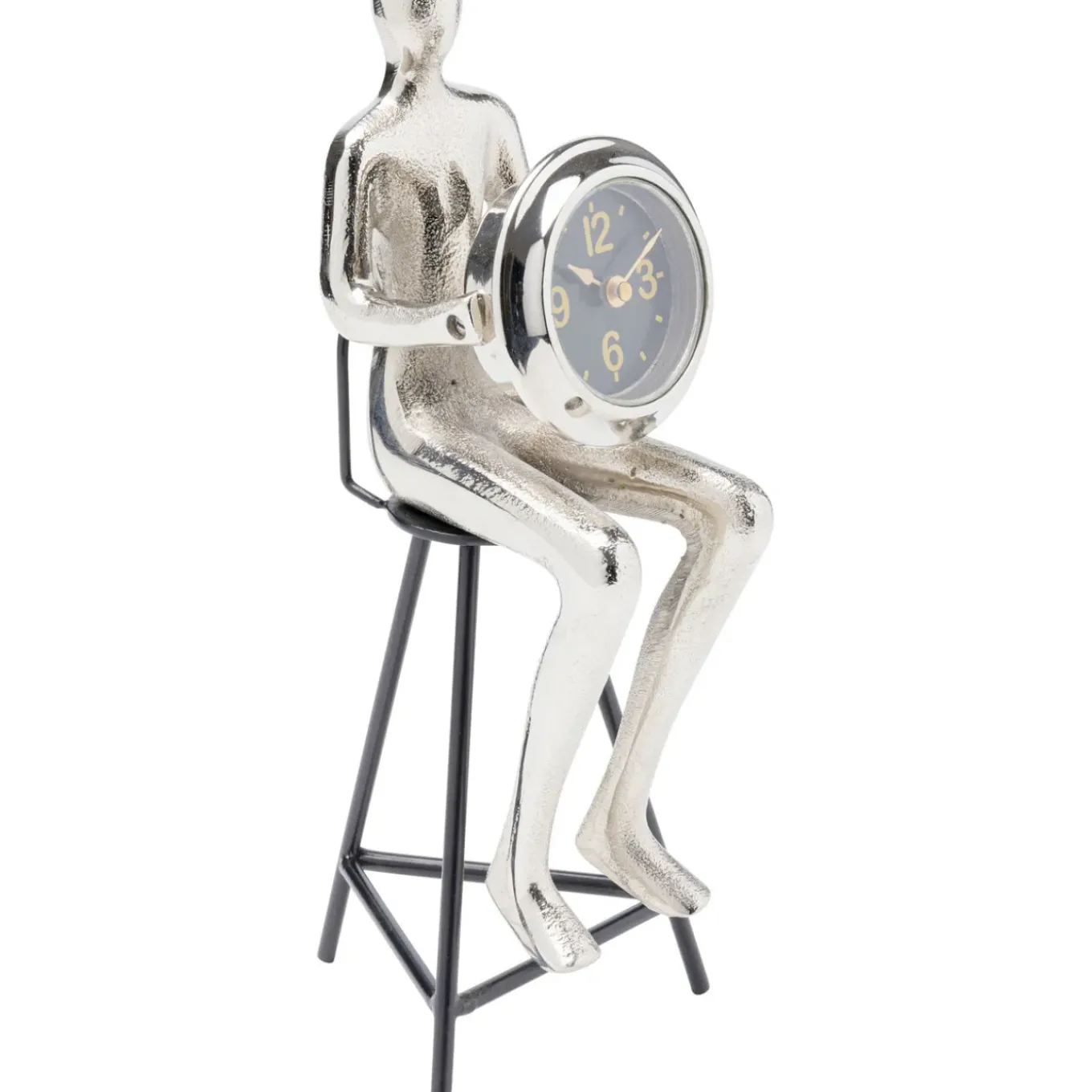 Horloge A Poser Sitting Man Argente 12X31Cm