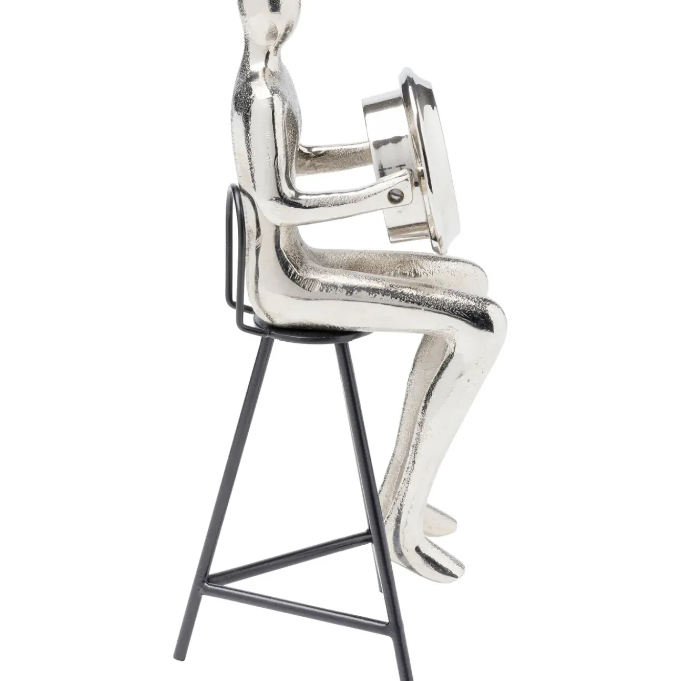Horloge A Poser Sitting Man Argente 12X31Cm
