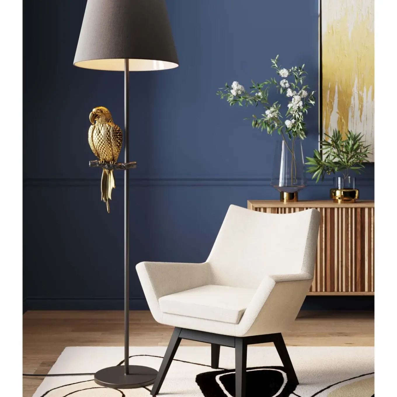 Lampadaire Animal Parrot Dore 176Cm