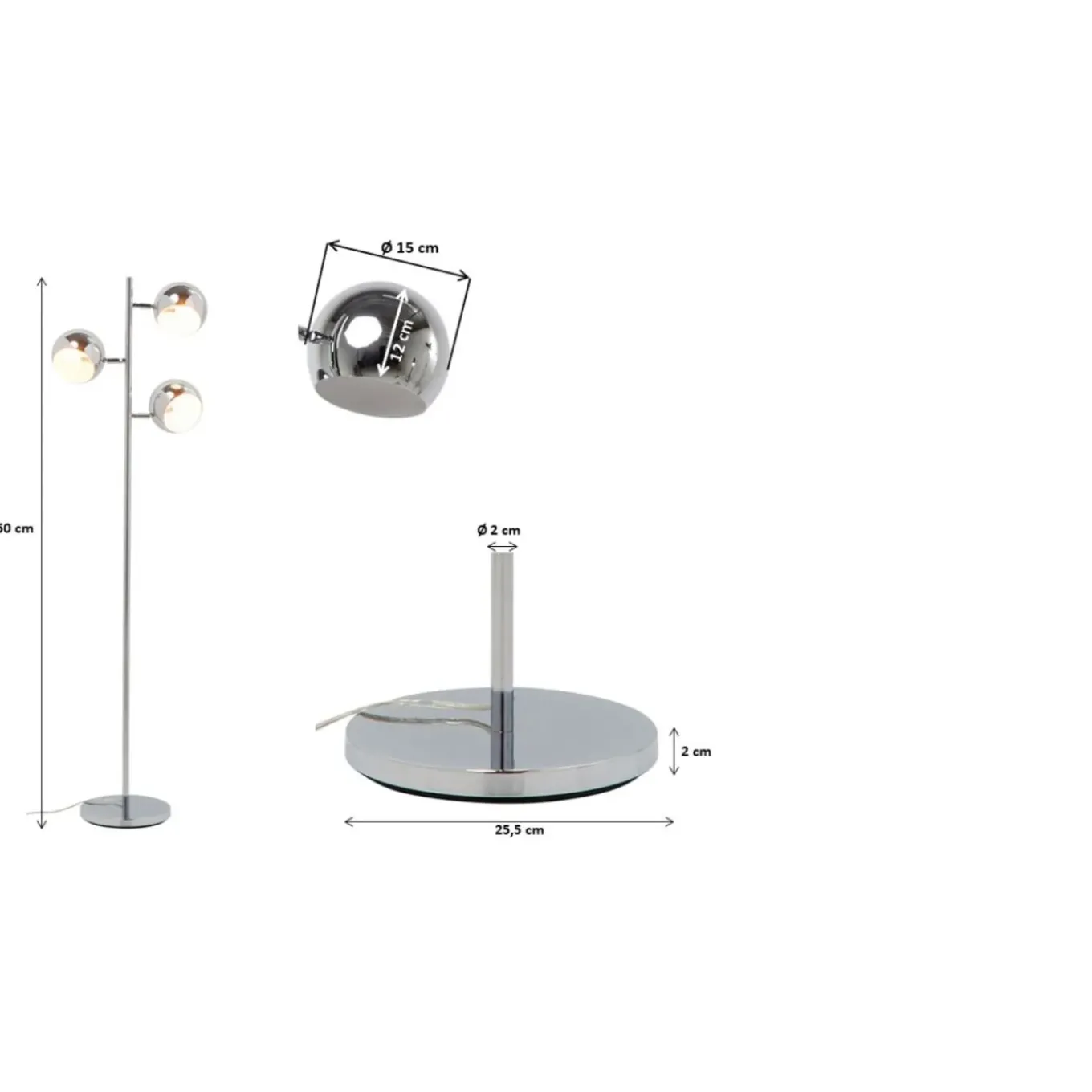 Lampadaire Calotta Chrome