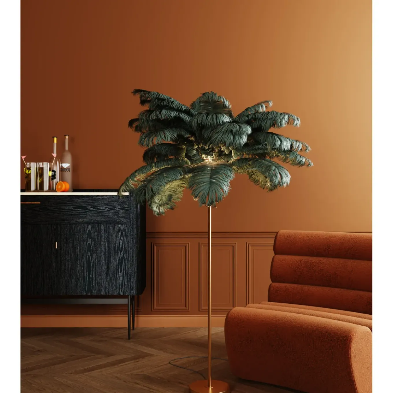 Lampadaire Feather Palm Vert 165Cm