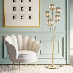 Lampadaire Five Balls Ambre Laiton