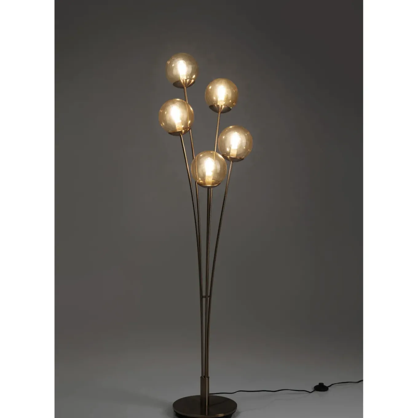 Lampadaire Five Balls Ambre Laiton