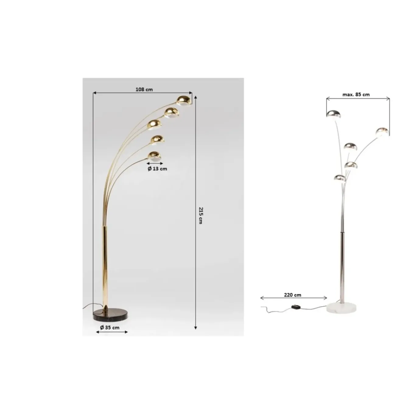 Lampadaire Five Fingers Laiton
