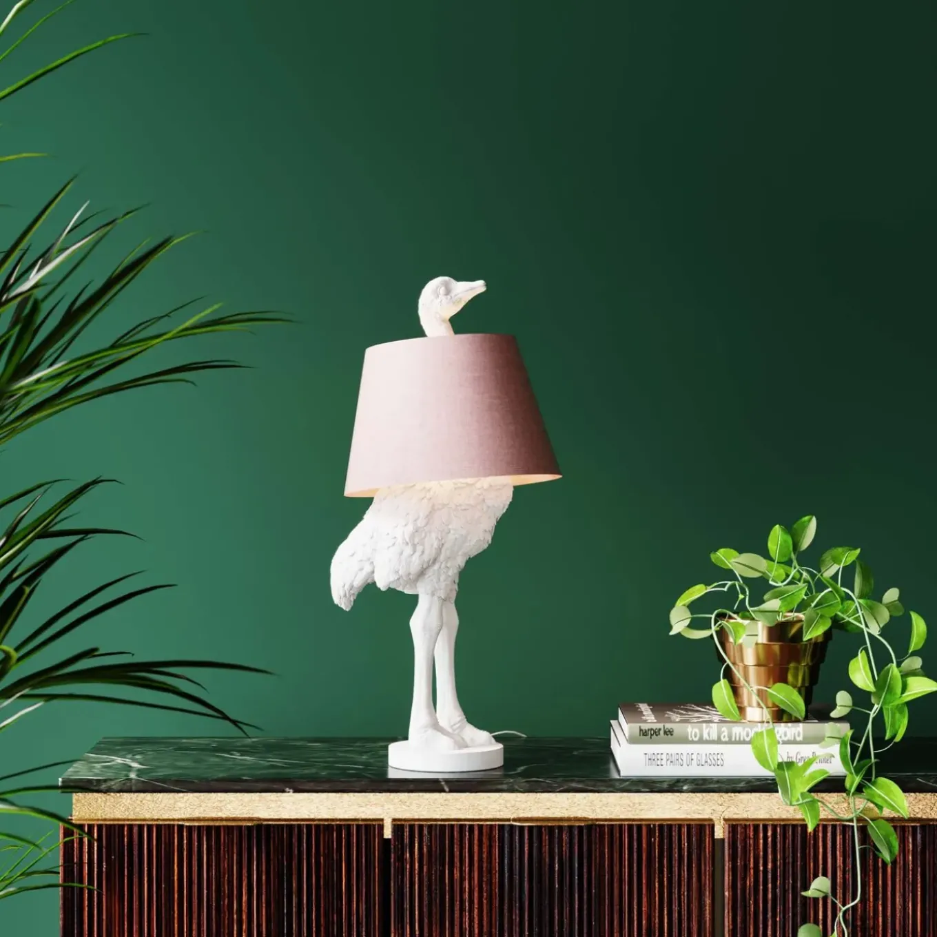 Lampe A Poser Animal Ostrich Blanc 66Cm