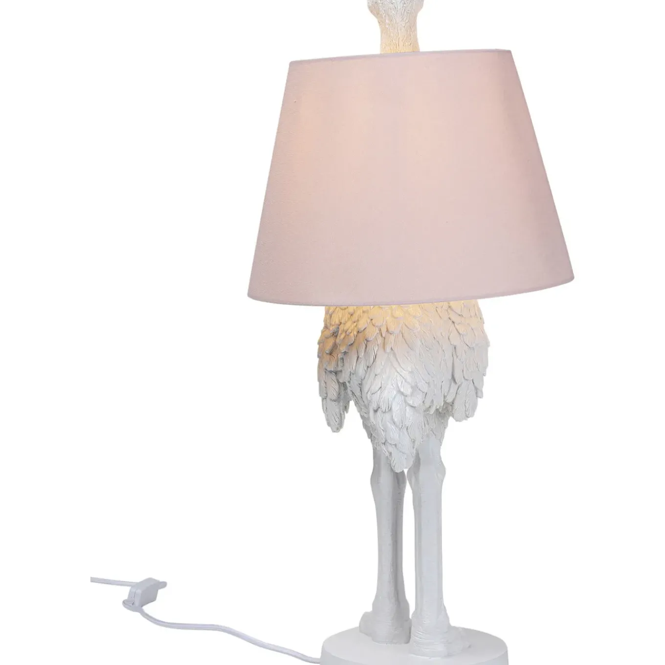Lampe A Poser Animal Ostrich Blanc 66Cm