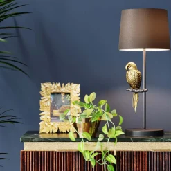 Lampe A Poser Animal Parrot Dore 56Cm