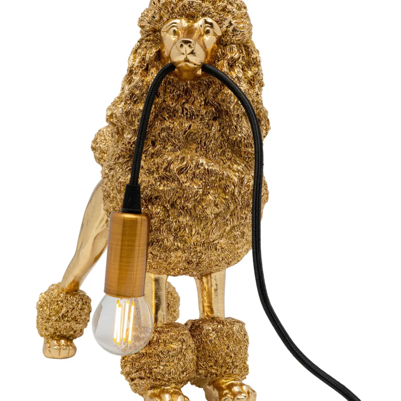 Lampe A Poser Animal Poodle Dore 32Cm