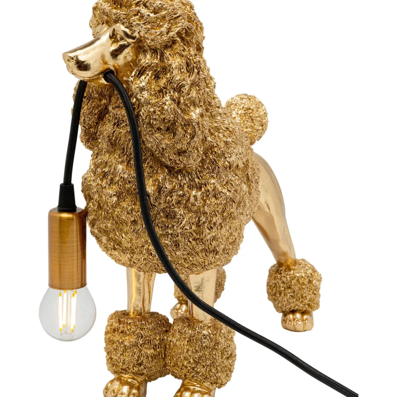 Lampe A Poser Animal Poodle Dore 32Cm