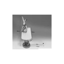 Lampe A Poser Animal Rabbit Dore/Blanc 88Cm